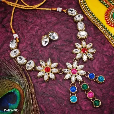 Elegant Designer Floral Design Kundan Necklace Set