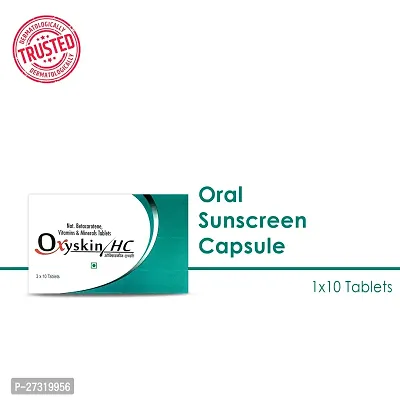 Oxyskin HC | Oral Sunscreen Softgel Capsule | Protects From UV rays | Vitamin E | Beta-carotene | 10 Capsule