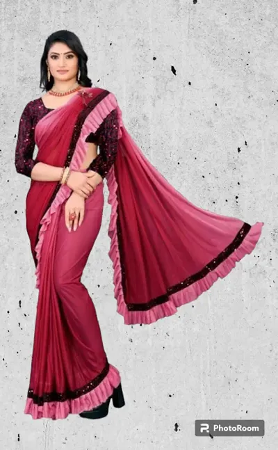 Attractive Lycra Saree with Blouse piece 