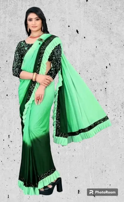 Attractive Lycra Saree with Blouse piece 