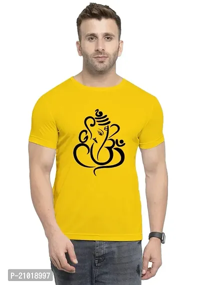 UneeQ Stylish Om Ganesh Printed Tshirt  Round Neck Unisex Polyester | Lycra T-shirt for Men And Women-thumb0