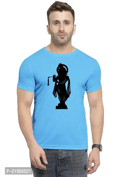 UneeQ Stylish Krishna Stand Printed Tshirt  Round Neck Unisex Polyester | Lycra T-shirt for Men And Women