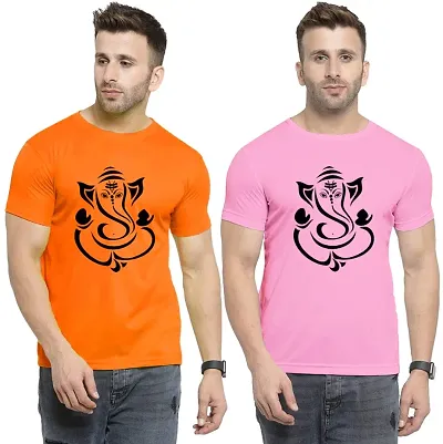 Elegant Stylish Ganesh Printed Combo Pack of 2 Round Neck T-shirt for Men And Women