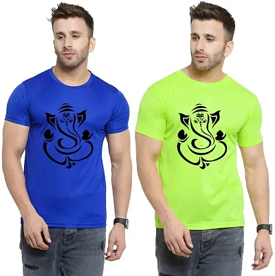 Elegant Stylish Ganesh Printed Combo Pack of 2 Round Neck T-shirt for Men And Women