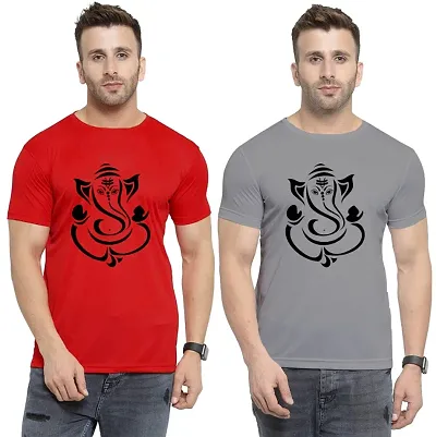 Stylish Polyester Printed Round Neck Unisex Combo T-Shirt