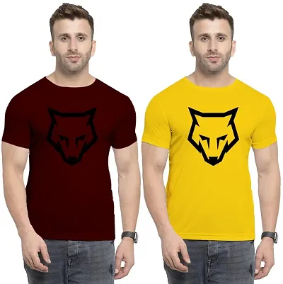 UneeQ Stylish Wolf Combo Pack Tshirt Round Neck Unisex | Lycra T-shirt for Men And Women