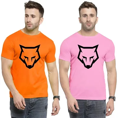 Comfortable Wolf Printed Combo Pack 2 Round Neck T-shirt for Men And Women