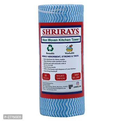 Reusable  Washable Non Woven Kitchen Towel Roll | Kitchen Wiping Roll | Absorbing Sheet | 80 Pulls | 2 Ply - Pack of 1 (Blue)