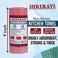 Reusable  Washable Non Woven Kitchen Towel Roll | Kitchen Wiping Roll | Absorbing Sheet | 80 Pulls | 2 Ply - Pack of 1 (Red)-thumb1