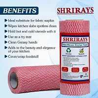 Reusable  Washable Non Woven Kitchen Towel Roll | Kitchen Wiping Roll | Absorbing Sheet | 80 Pulls | 2 Ply - Pack of 1 (Red)-thumb2