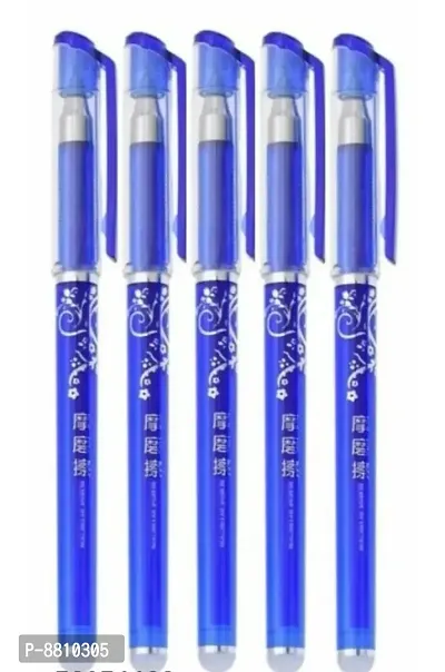 Blue Ink Erasable Gel Pen Set with attached Magic Wipe Eraser (0.35mm Nib Size) Gel Pen 0.5mm (Pack of 3 Pens)-thumb0