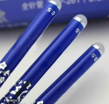 Blue Ink Erasable Gel Pen Set with attached Magic Wipe Eraser (0.35mm Nib Size) Gel Pen 0.5mm (Pack of 4 Pens)