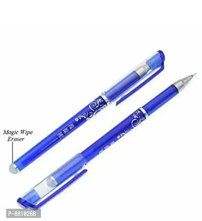 Blue Ink Erasable Gel Pen Set with attached Magic Wipe Eraser (0.35mm Nib Size) Gel Pen 0.5mm (Pack of 2 Pens)
