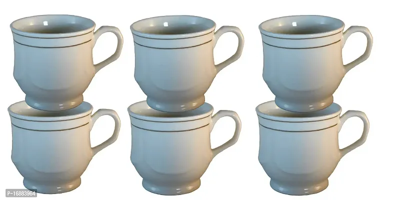 Prop It Up Premium GoldenLine Fine Tableware Bone China Set of 6 Tea Cups/Coffee Mugs for Home Office (140 ml) 09-thumb2