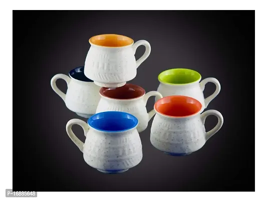 Prop It Up Premium Quality Unique Collection Ceramic Colorful Tea/Coffee Mug Set, 180ml, Set of 6, Multicolour, New Tea  Coffee Cup