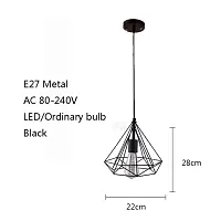 Prop It Up Make in India Black Iron Exclusive Diamond Shape Decorative Filament Pendant Hanging Light for Tungsten Bulb-thumb2