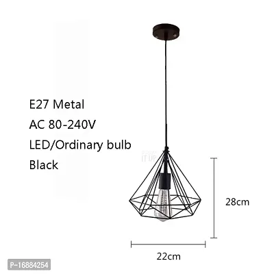 Prop It Up Make in India Black Iron Exclusive Diamond Shape Decorative Filament Pendant Hanging Light for Tungsten Bulb-thumb3