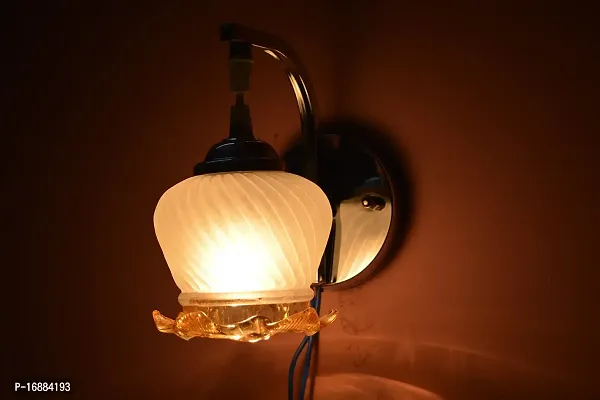 Prop It Up SFL Smart Look Attractive Classy Chrome Wall Lamp for Home Intirior with White and Golden Glass.-thumb2