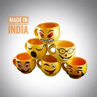 Prop It Up Ab Kijiye Chai Ka Nasha Smileys Cup Ke Sath, Porcelain materialTea/Coffee Mug - 6 Pieces, Yellow Color, 180 ml (2)-thumb3