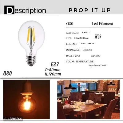 Prop It Up 4W Industrial Pendant Filament Light LED Bulb with Vintage Antique Design (370 Lumens, Warm White Yellowish), E27 (Screw Holder) Cap Filament LED Bulb-thumb2