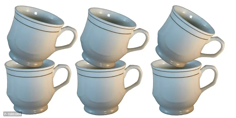 Prop It Up Premium GoldenLine Fine Tableware Bone China Set of 6 Tea Cups/Coffee Mugs for Home Office (140 ml) 09