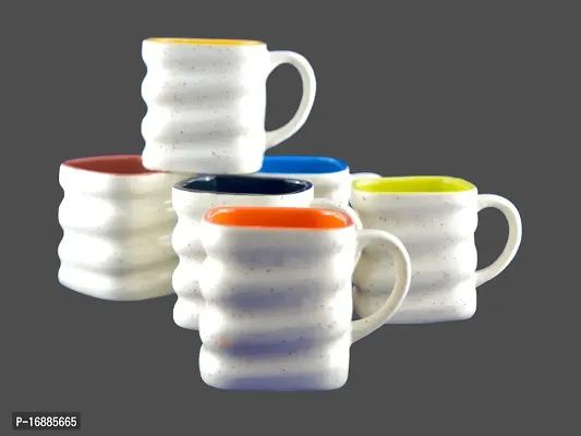 Prop It Up Ceramic Colorful Tea/Coffee Mug Set (180ml, , Multicolour) - Set of 6-thumb0
