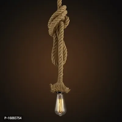 Vintage Industrial Pendant Hemp Lamp Rope Rustic Hanging Lights for Bedroom Restaurant Cafe Bar Country Style Single/Double/Triple Heads 1M-5M Easy to Install. With Free Edison lamp. MADE IN INDIA-thumb2