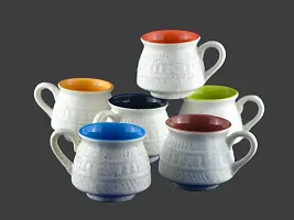 Prop It Up Premium Quality Unique Collection Ceramic Colorful Tea/Coffee Mug Set, 180ml, Set of 6, Multicolour, New Tea  Coffee Cup-thumb1