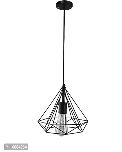 Prop It Up Make in India Black Iron Exclusive Diamond Shape Decorative Filament Pendant Hanging Light for Tungsten Bulb-thumb0