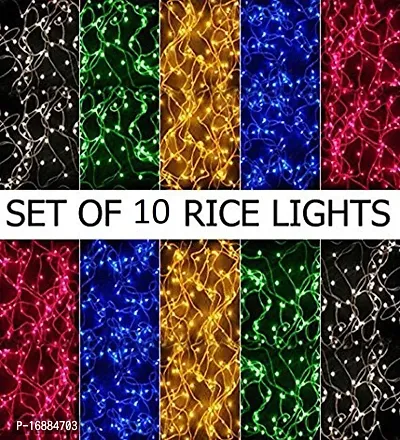 Prop It Up (Pack of 10 Rice Lights Serial Bulbs Ladi Decoration Lighting for Diwali Christmas with EXTRAA Brightness - -Set of 10_Multicolour (5 Meter)