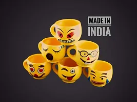 Prop It Up Ab Kijiye Chai Ka Nasha Smileys Cup Ke Sath, Porcelain materialTea/Coffee Mug - 6 Pieces, Yellow Color, 180 ml (2)-thumb1