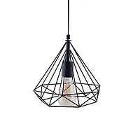 Prop It Up Make in India Black Iron Exclusive Diamond Shape Decorative Filament Pendant Hanging Light for Tungsten Bulb-thumb1