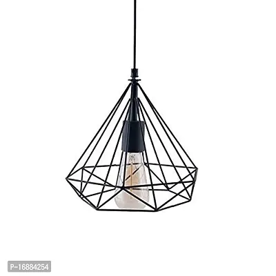 Prop It Up Make in India Black Iron Exclusive Diamond Shape Decorative Filament Pendant Hanging Light for Tungsten Bulb-thumb2