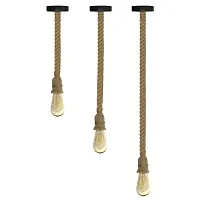 Vintage Industrial Pendant Hemp Lamp Rope Rustic Hanging Lights for Bedroom Restaurant Cafe Bar Country Style Single/Double/Triple Heads 1M-5M Easy to Install. With Free Edison lamp. MADE IN INDIA-thumb3