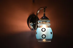 Prop It Up Smart Look Attractive Classy Chrome Wall Lamp for Home Intirior with Blue Ring Glass.-thumb1