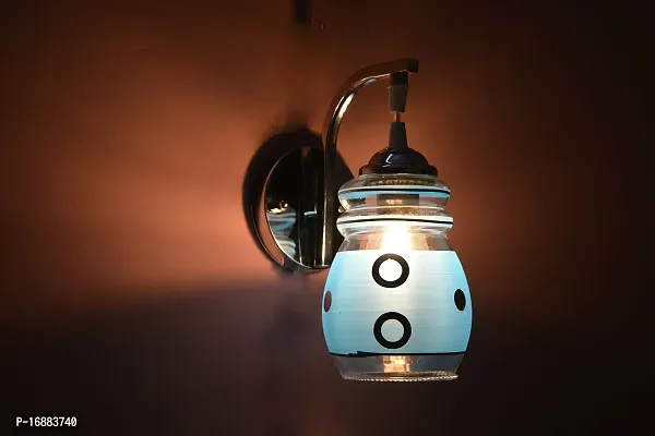 Prop It Up Smart Look Attractive Classy Chrome Wall Lamp for Home Intirior with Blue Ring Glass.-thumb2