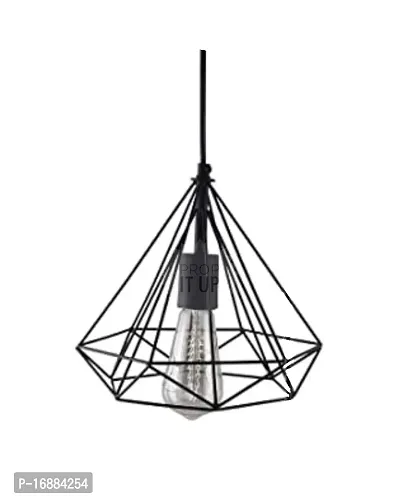 Prop It Up Make in India Black Iron Exclusive Diamond Shape Decorative Filament Pendant Hanging Light for Tungsten Bulb-thumb5