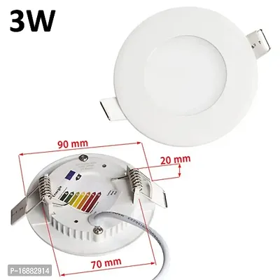 SFL 3 Watt. Round Shape Slim LED Panel (Down Light) White Color with Heat Shink (Long Life) Heavy Duty, More Brighter for False Ceiling, Recessed Light, Cut Size : 6cm 1 Year Warranty-thumb3