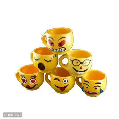 Prop It Up Ab Kijiye Chai Ka Nasha Smileys Cup Ke Sath, Porcelain materialTea/Coffee Mug - 6 Pieces, Yellow Color, 180 ml (2)-thumb0