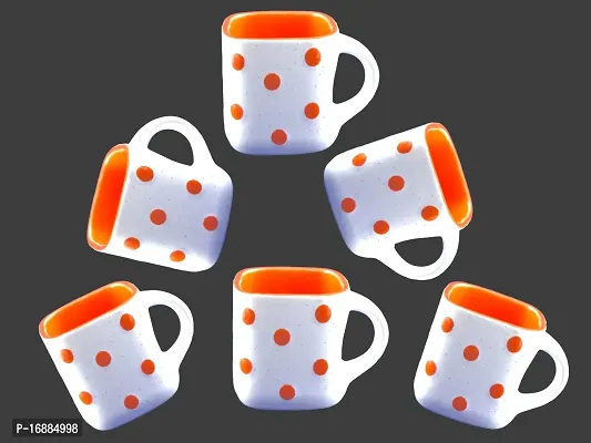 Prop It Up New Premium Quality Ceramic Material Colorful Tea/Coffee Mug Set, 180ml, Set of 6, Multi Colour,-thumb0
