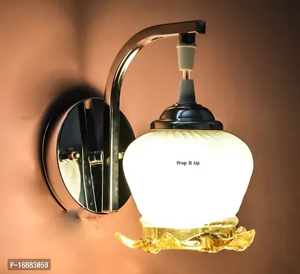 Prop It Up Smart .Look Attractive Classy .Chrome Wall Lamp for Home Intirior with White and Golden Glass. for Anywhere.