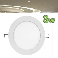 SFL 3 Watt. Round Shape Slim LED Panel (Down Light) White Color with Heat Shink (Long Life) Heavy Duty, More Brighter for False Ceiling, Recessed Light, Cut Size : 6cm 1 Year Warranty-thumb1