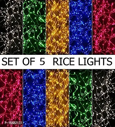 Prop It Up Rice Lights Serial Bulbs Ladi Decoration Lighting for Diwali Christmas 30 Feet - Set of 5_ Multicolour-thumb0