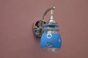 Prop It Up Smart Look Attractive Classy Chrome Wall Lamp for Home Intirior with Blue Ring Glass.-thumb2