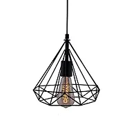 Prop It Up Make in India Black Iron Exclusive Diamond Shape Decorative Filament Pendant Hanging Light for Tungsten Bulb-thumb3