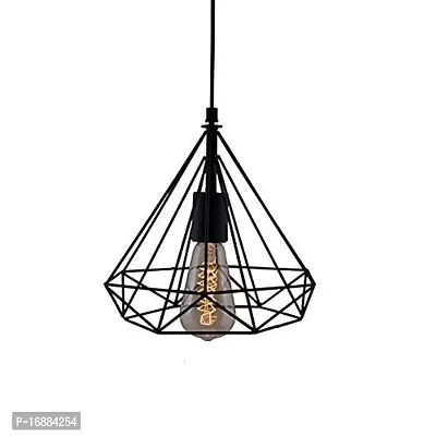 Prop It Up Make in India Black Iron Exclusive Diamond Shape Decorative Filament Pendant Hanging Light for Tungsten Bulb-thumb4