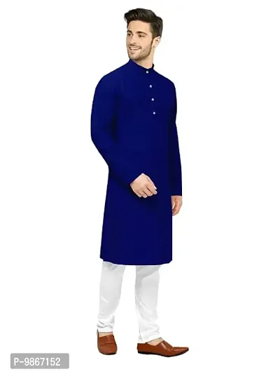 Fashtastic Men's Royal Blue Cotton Blend Kurta Pyjama Set- XL-thumb2