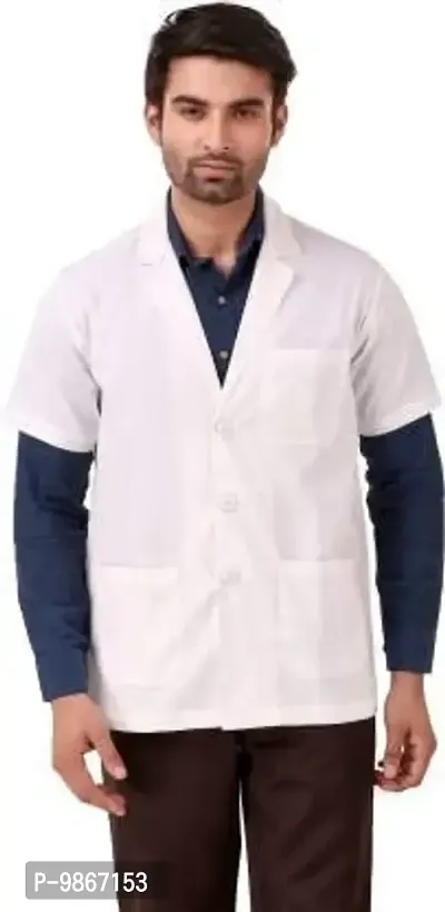 Fashtastic Unisex White HalfSleeve Lab Coat (Size:S, 1 Unit)-thumb0