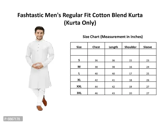 Fashtastic Men's Regular Fit Cotton Blend Kurta (Kurta Only)-thumb4