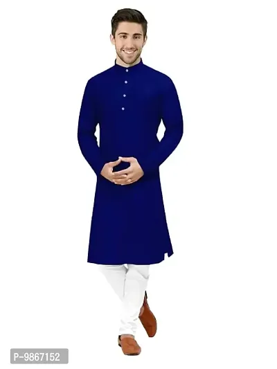 Fashtastic Men's Royal Blue Cotton Blend Kurta Pyjama Set- XL-thumb0